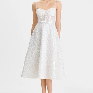 NADINE MERABI Sparkling White Midi Dress